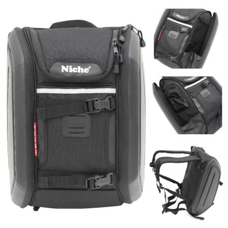 Wholesale Semi-Hard Side Shell Computer Backpack - Motorcycle Hard Shell Travel Backpack with a wide mouth zip opening spacious main compartment, a separate 15.6-inch Rear Laptop compartment, Qucik draw access two Side compartmets, Multi-functional straps on front.